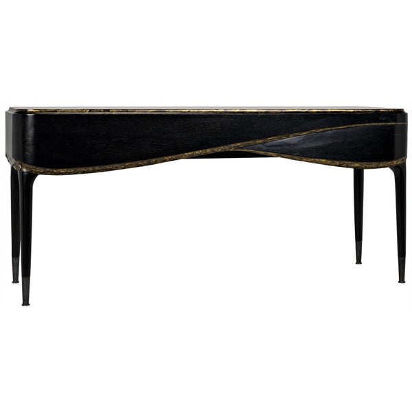 Noir Carlisle Console, Hand Rubbed Black With Gold