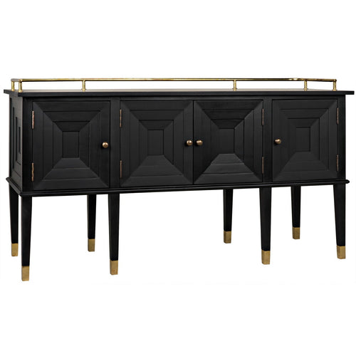 Noir Conveni Sideboard With Brass Detail, Charcoal