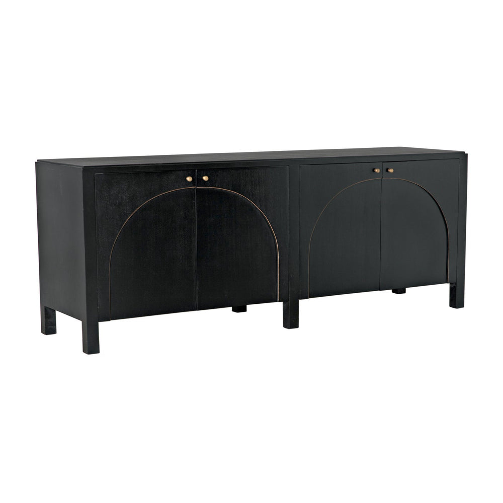 Noir Weston Sideboard, Hand Rubbed Black With Light Brown Trim