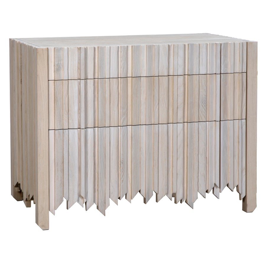 Noir Desdemona 3 Drawer Chest, Bleached Elm