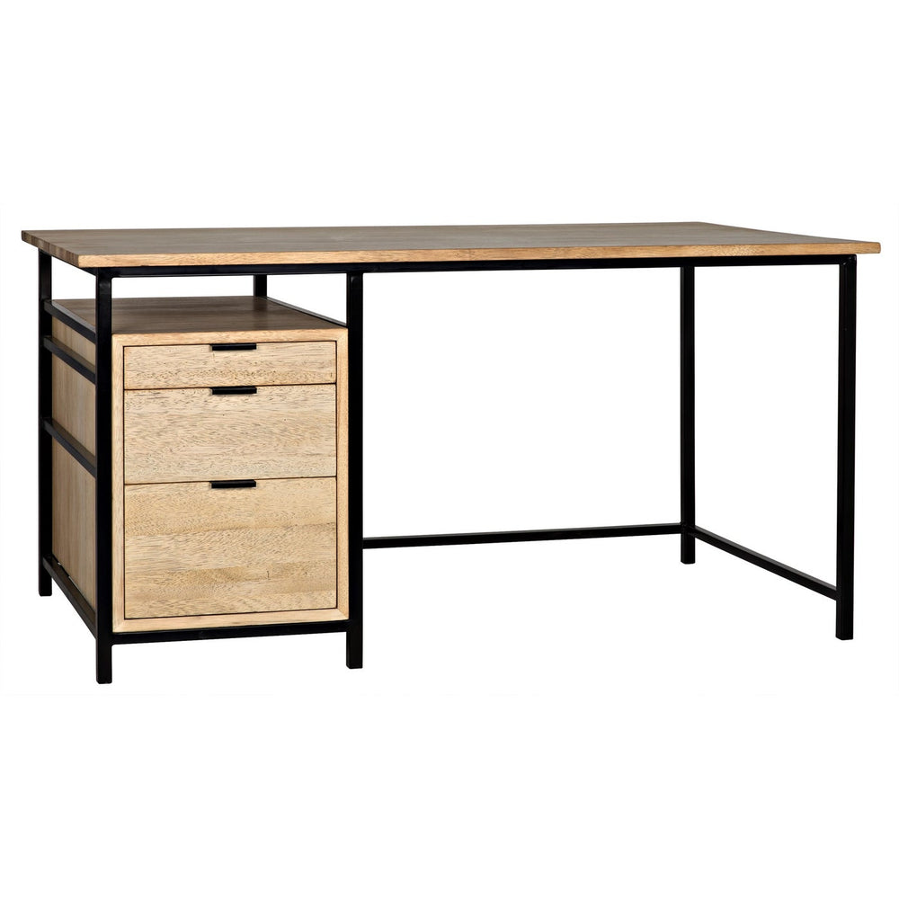 Noir Nabucco Desk, Bleached Walnut And Steel
