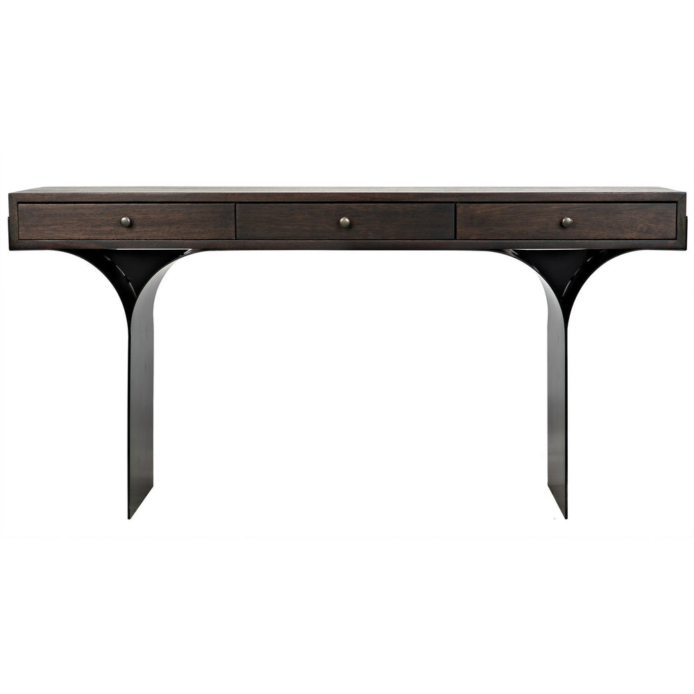 Noir Truss Desk, Ebony Walnut With Steel Legs