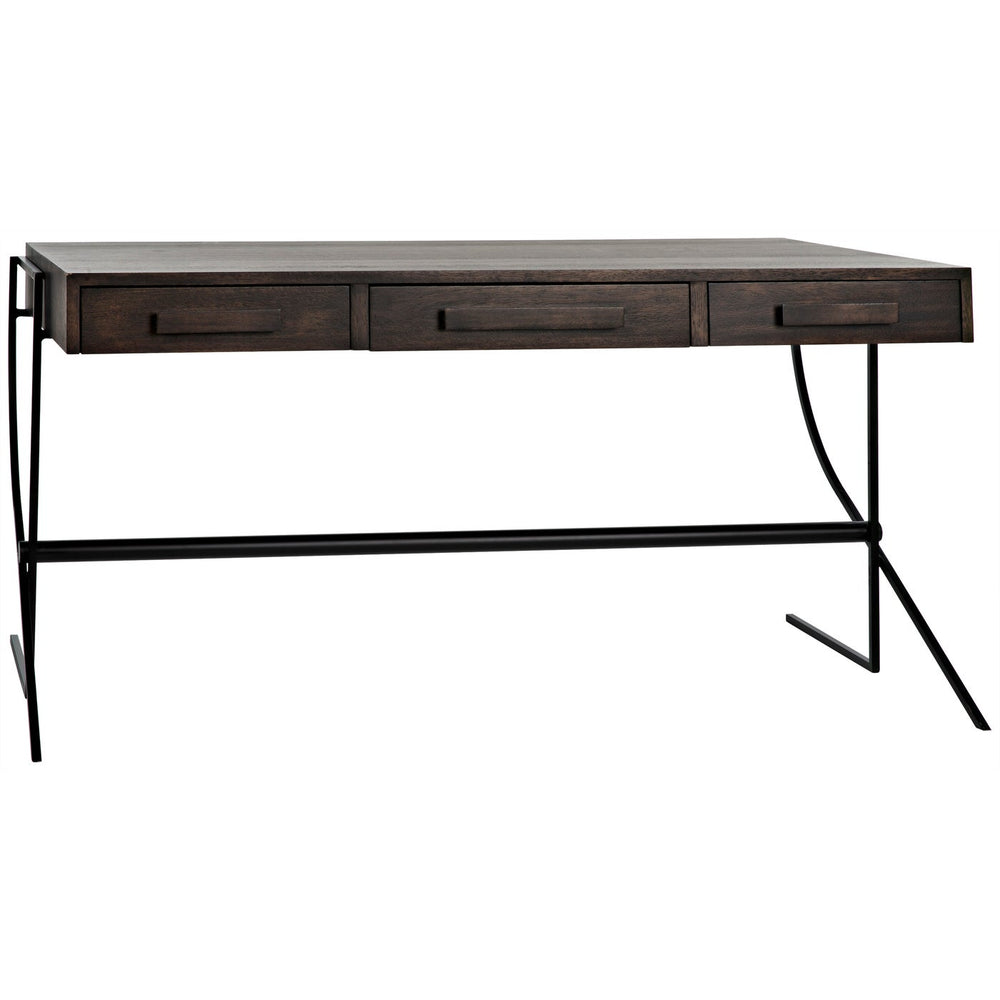 Noir Frank Desk, Ebony Walnut With Steel