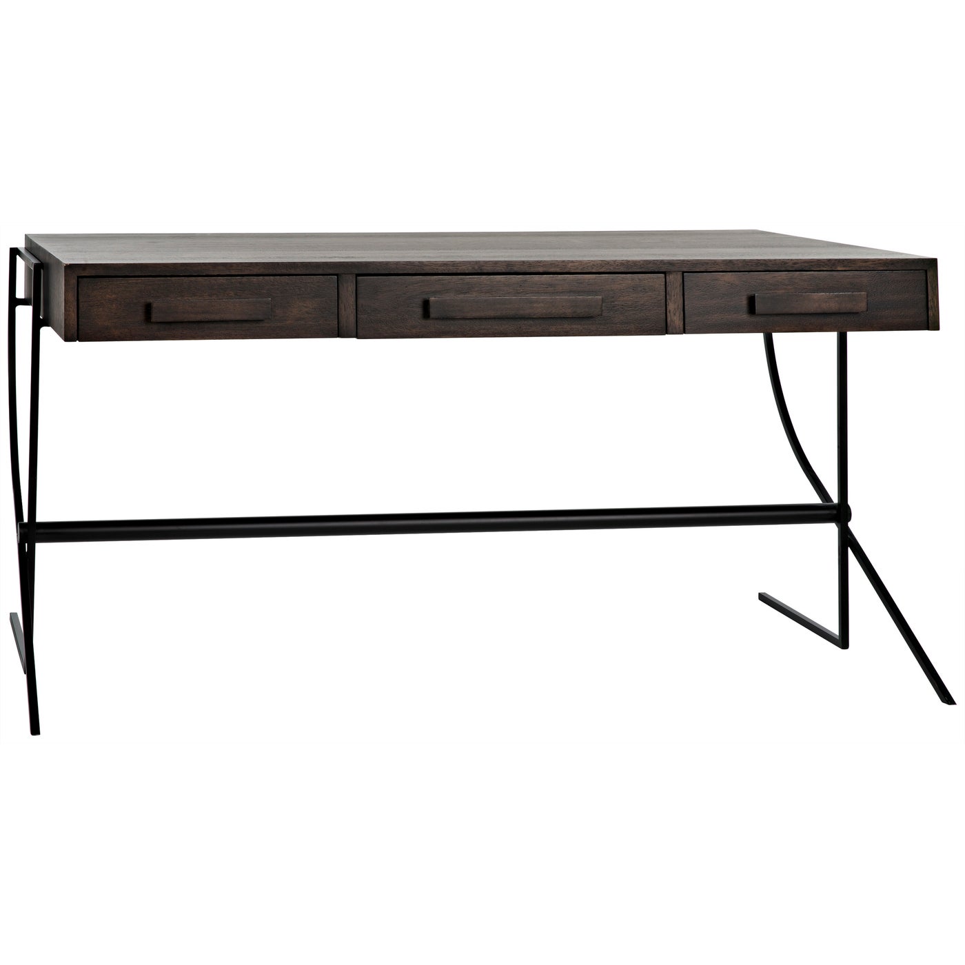 Noir Frank Desk, Ebony Walnut With Steel