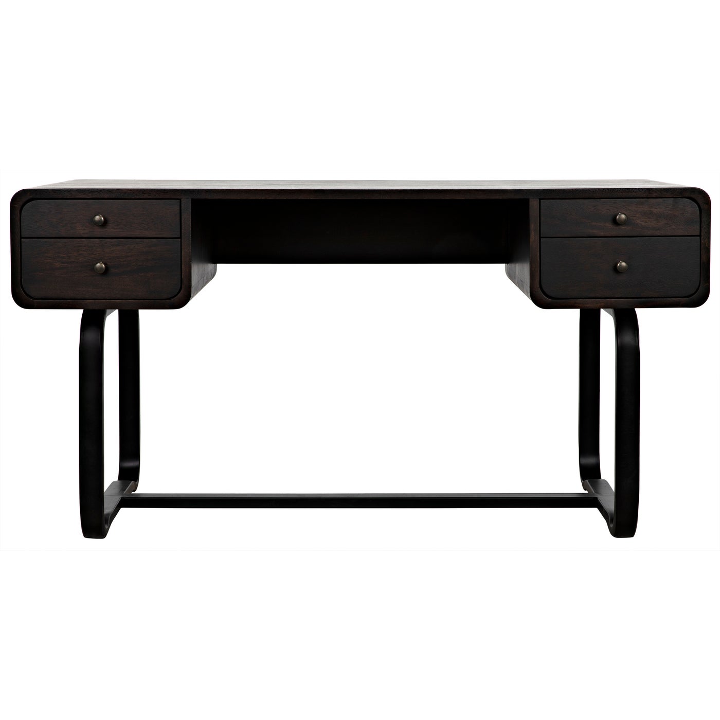 Noir Voltes Desk, Ebony Walnut With Black Steel
