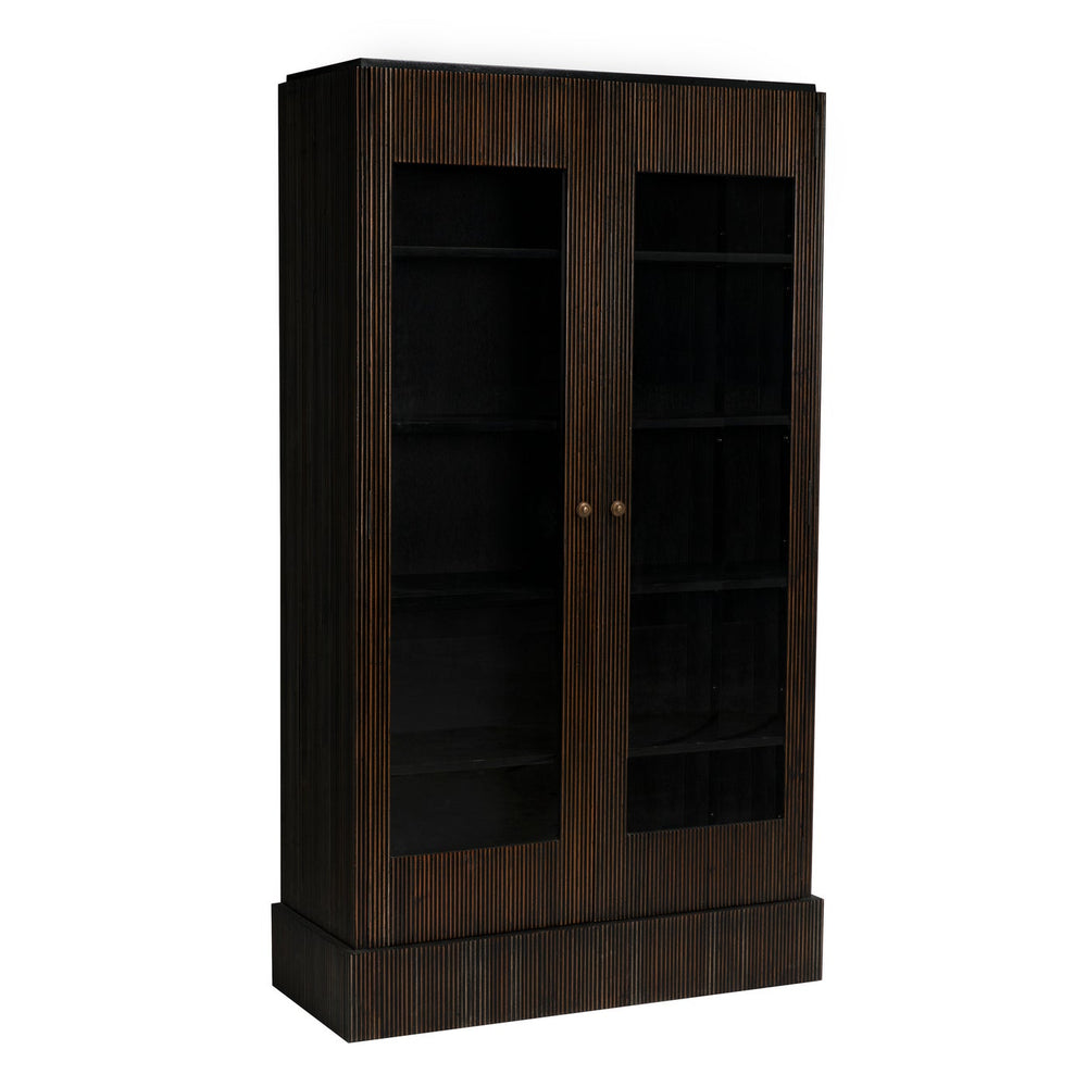 Noir Noho Hutch, Hand Rubbed Black With Light Brown Trim