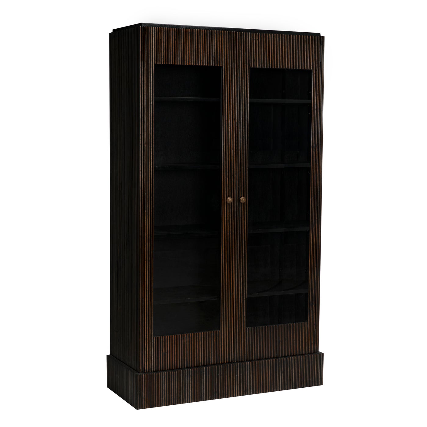 Noir Noho Hutch, Hand Rubbed Black With Light Brown Trim
