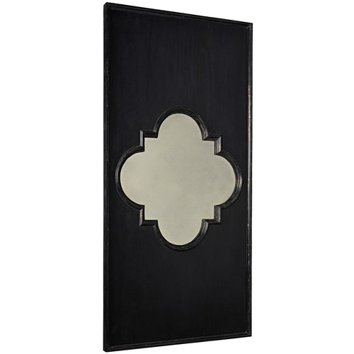 Noir Good Luck Mirror, Hand Rubbed Black With Gold Trim