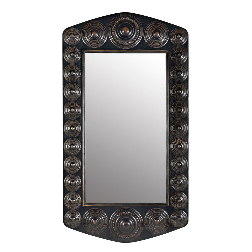 Noir Nanna Mirror, Hand Rubbed Black With Light Brown Trim