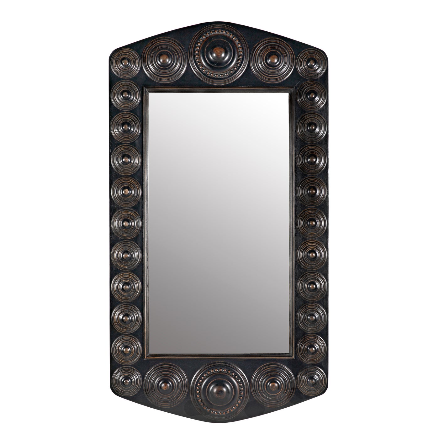 Noir Nanna Mirror, Hand Rubbed Black With Light Brown Trim
