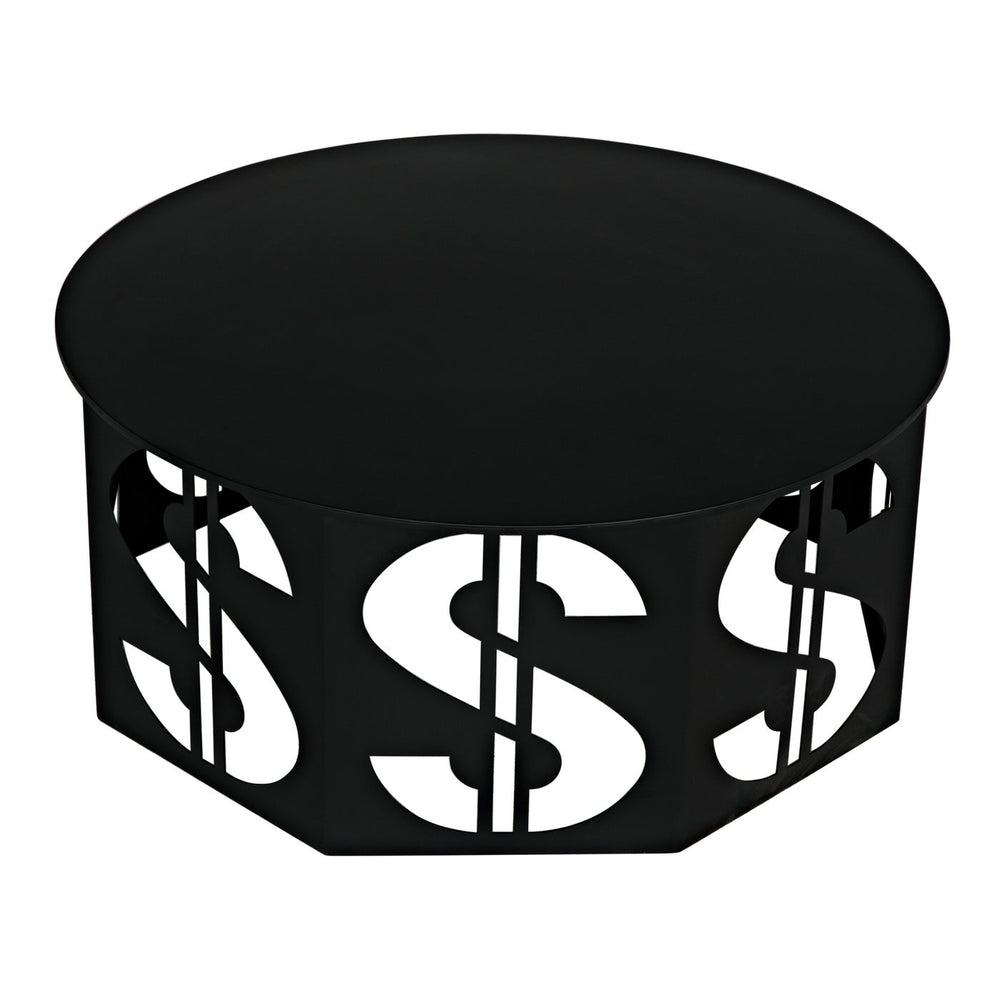 Noir Dollar Coffee Table, Black Steel