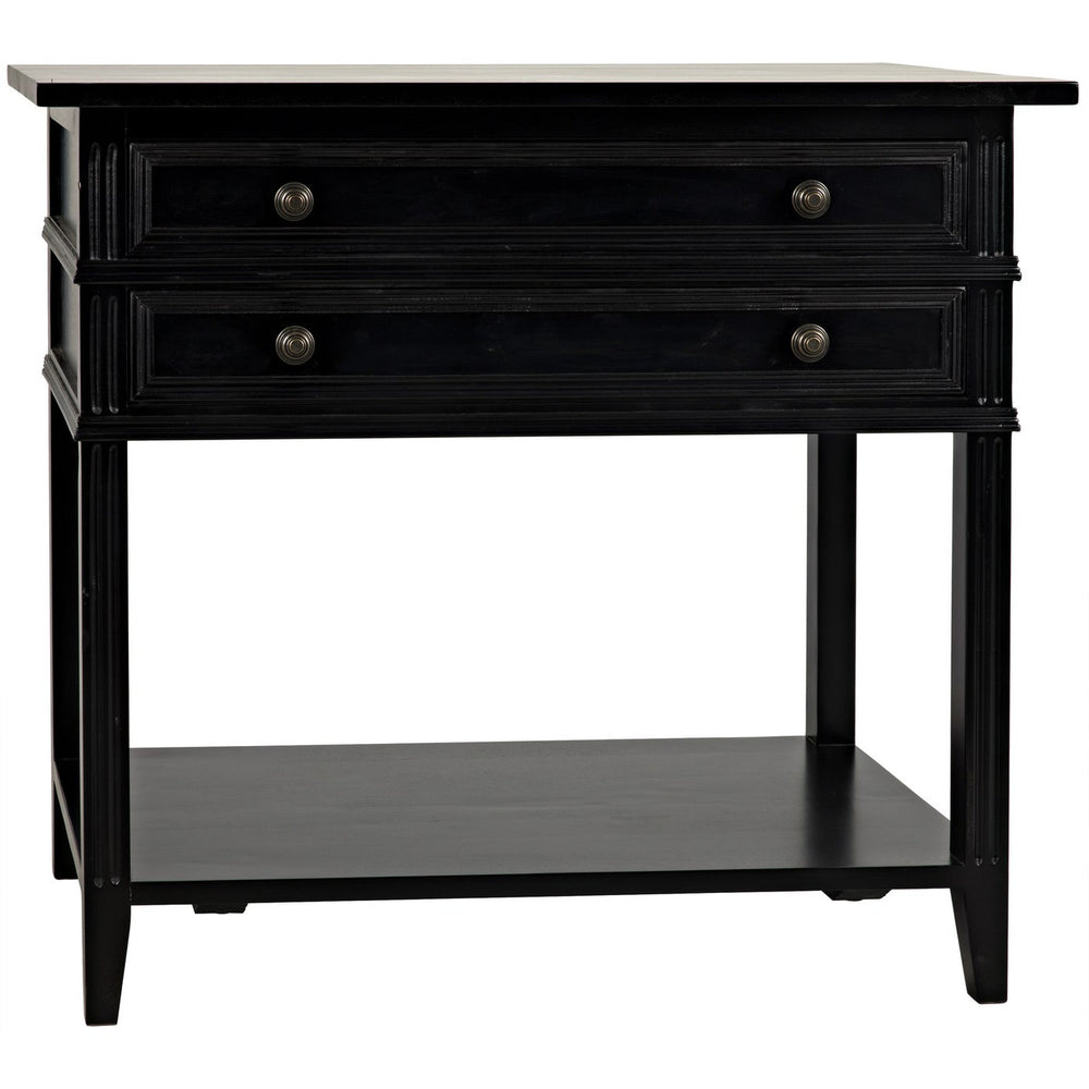 Noir Colonial 2 Drawer Side Table, Distressed Black