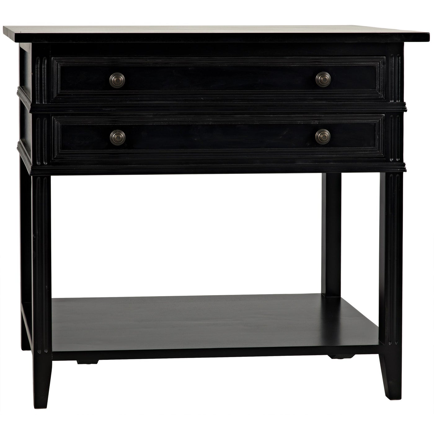 Noir Colonial 2 Drawer Side Table, Distressed Black
