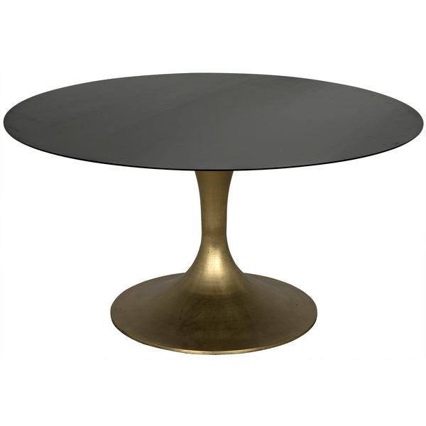 Noir Herno Table, Steel With Brass Finished Base