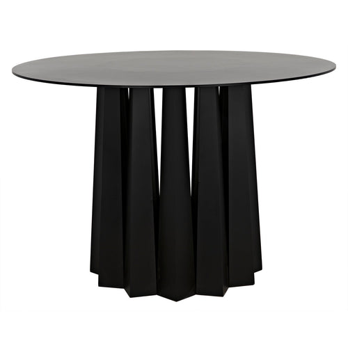 Noir Column Dining Table, Black Steel