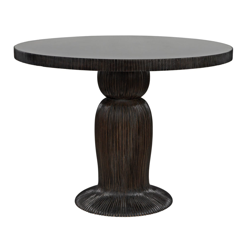 Noir Portobello Dining Table, Hand Rubbed Black With Light Brown Trim