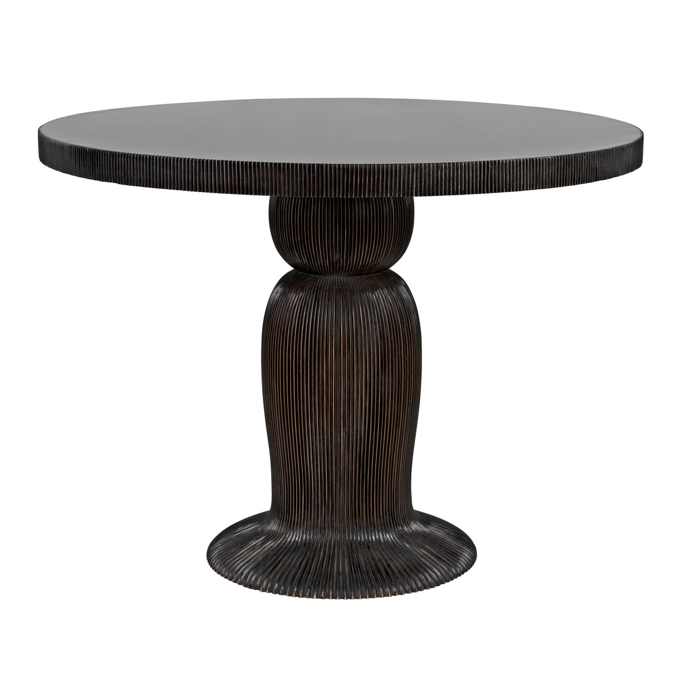 Noir Portobello Dining Table, Hand Rubbed Black With Light Brown Trim