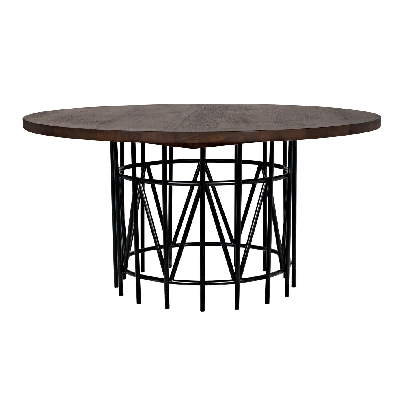 Noir Silberman Dining Table, Dark Walnut W/Black Steel Base