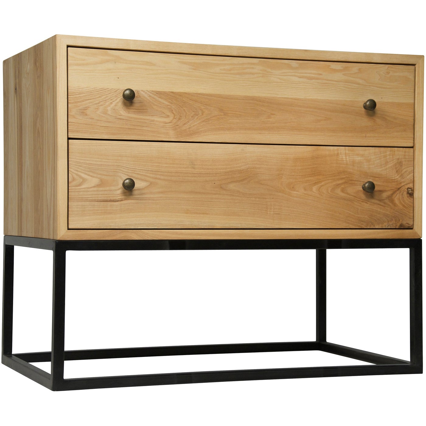 Noir Downtown Side Table, Elm And Black Steel
