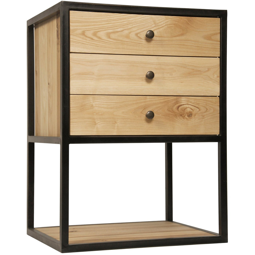Noir Pearce Side Table, Elm And Black Steel