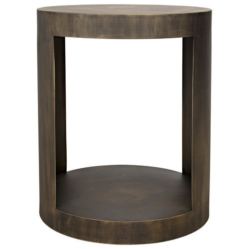 Noir Chrysler Side Table, Steel With Aged Brass Finish
