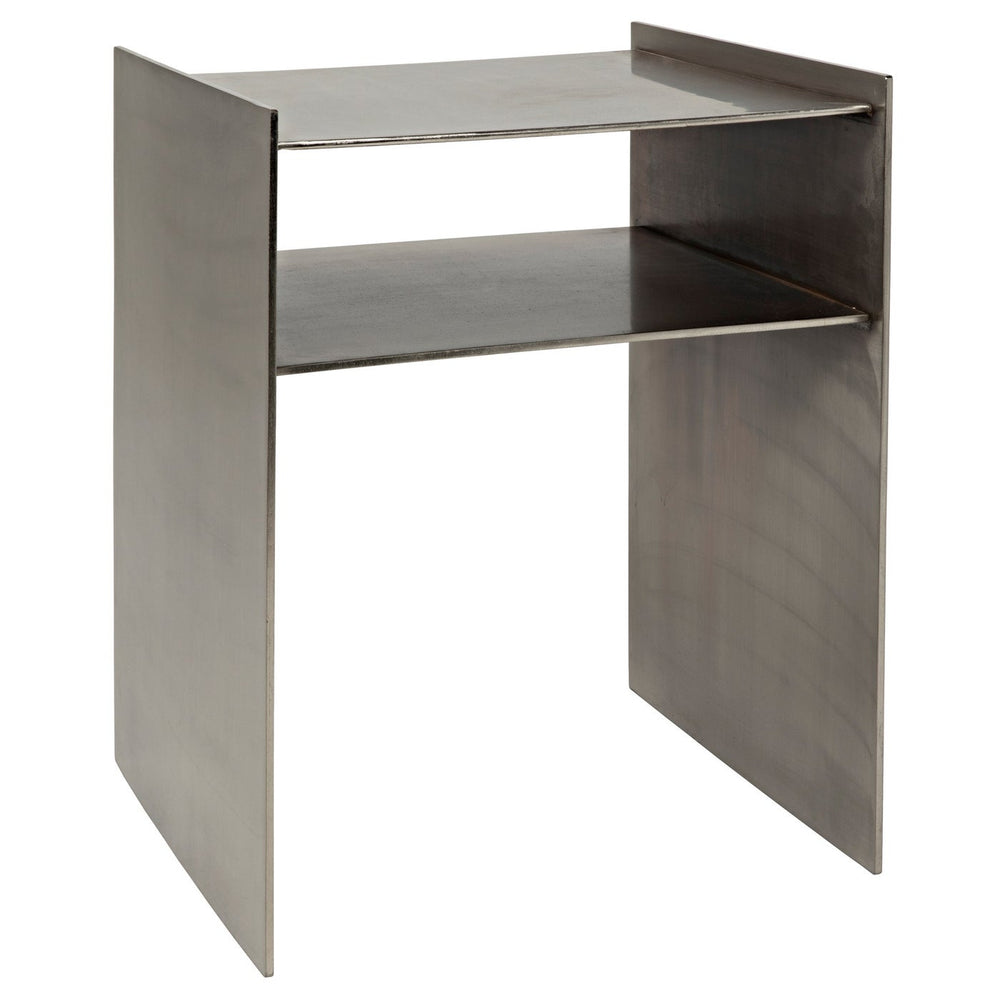 Noir Cyrus Side Table, Antique Silver Finish