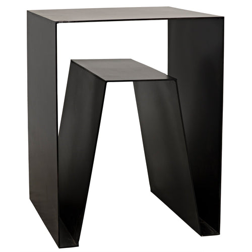 Noir Quintin Side Table, Black Steel