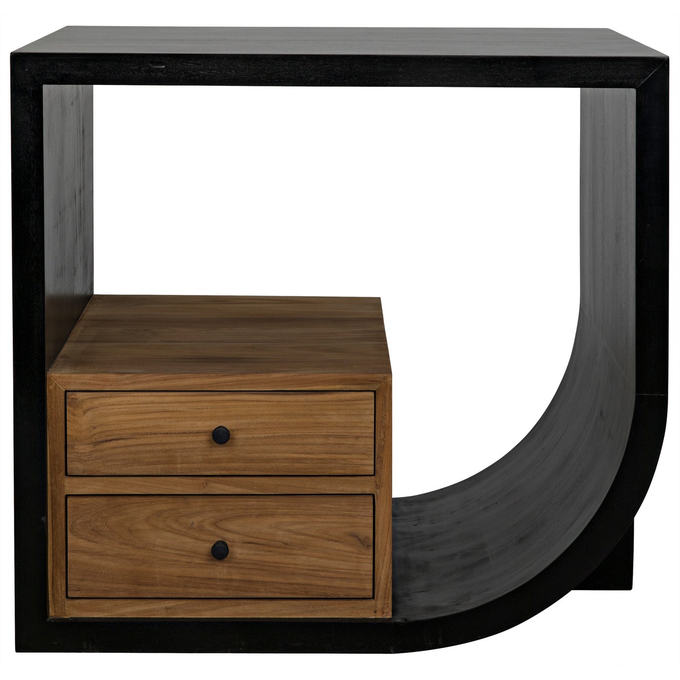 Noir Burton Side Table, Right, Hand Rubbed Black And Teak