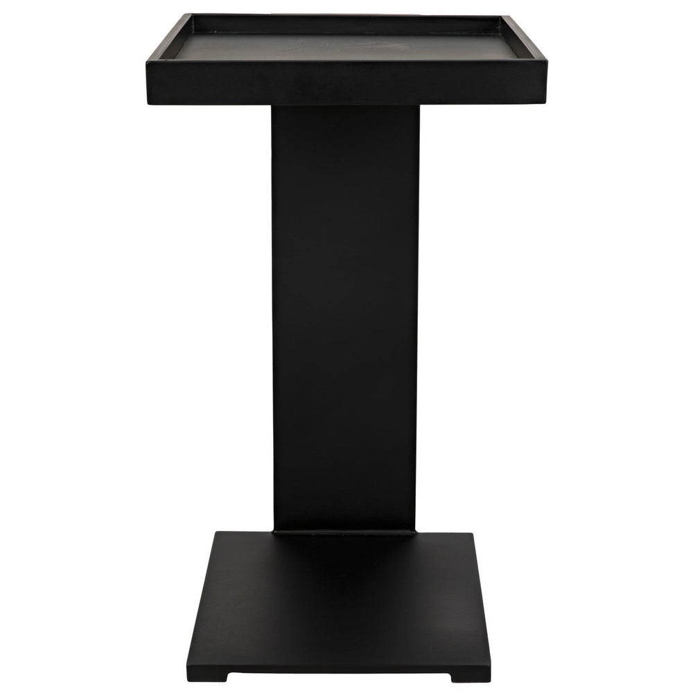 Noir Ledge All Metal Side Table, Black Steel