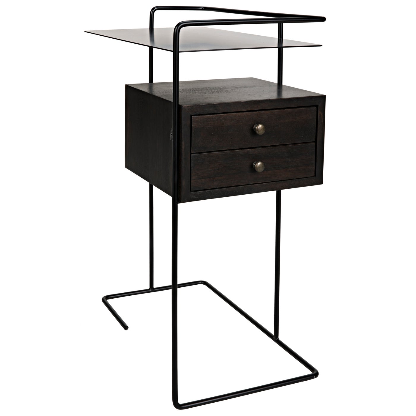 Noir Massimo Side Table, Black Steel And Walnut
