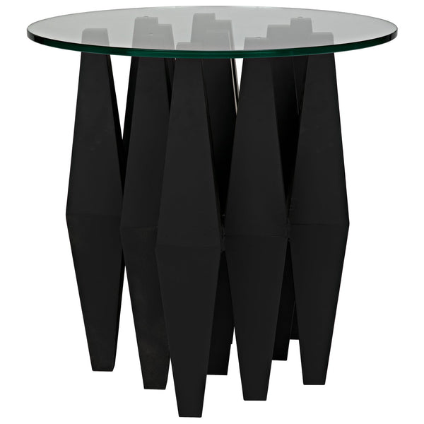 Noir Soldier Side Table, Black Steel With Glass Top