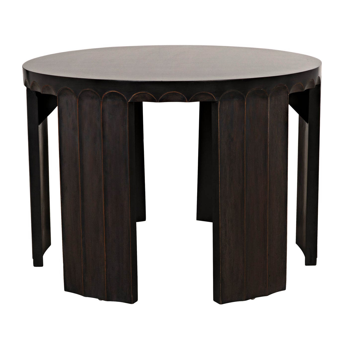 Noir Fluted Side Table, Pale With Light Brown Trim