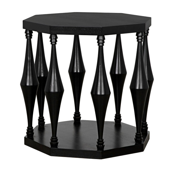Noir Marceo Side Table, Hand Rubbed Black
