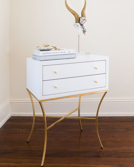 Worlds Away Elena White Side Table or Nightstand