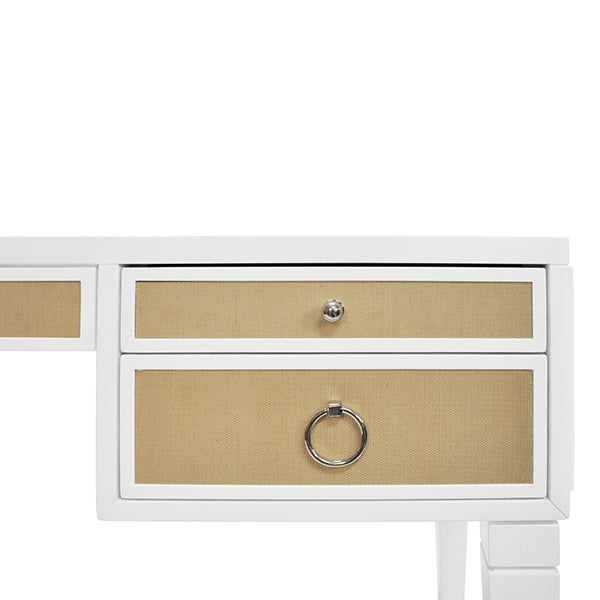 Worlds Away Heidi Desk in White and Grasscloth