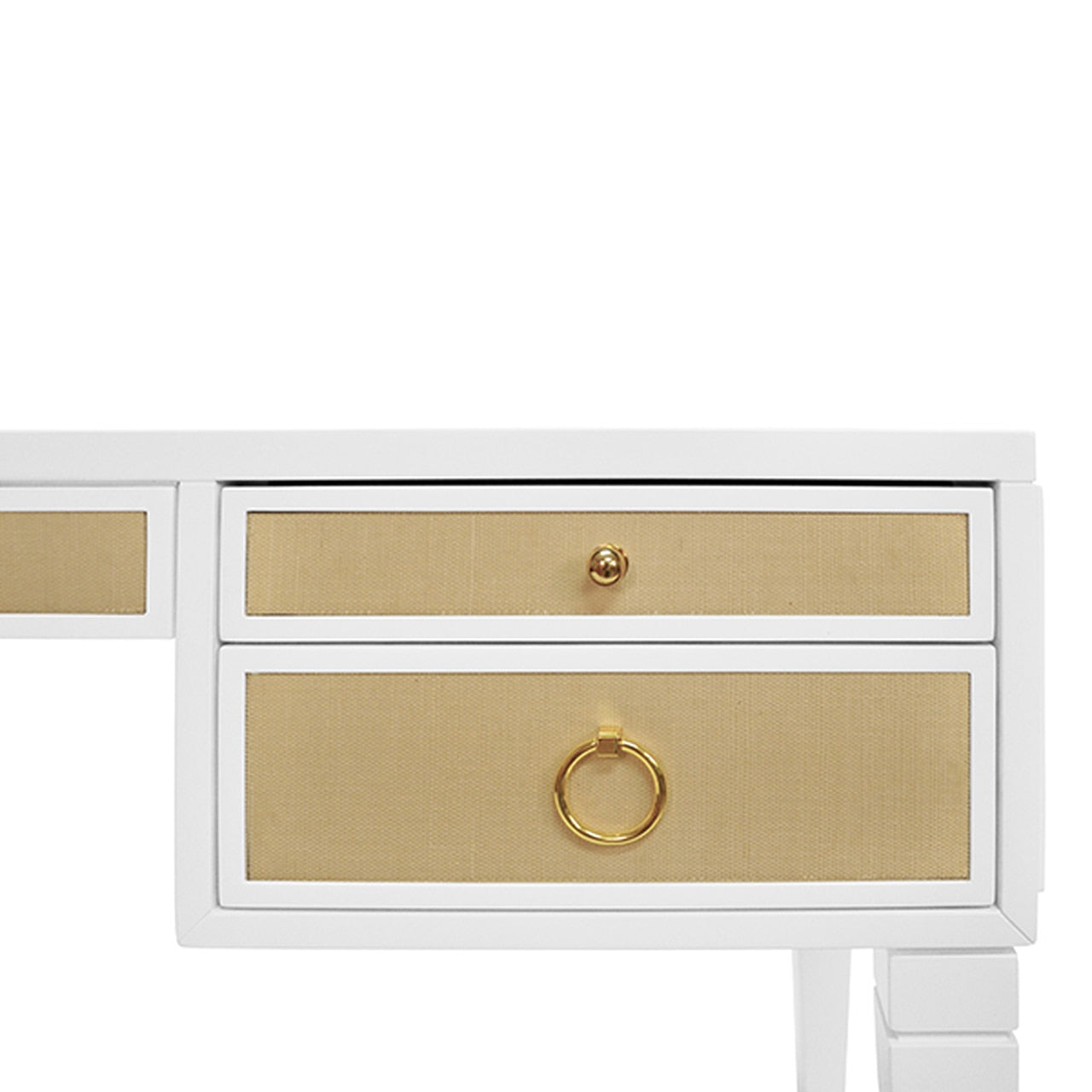 Worlds Away Heidi Desk in White and Grasscloth