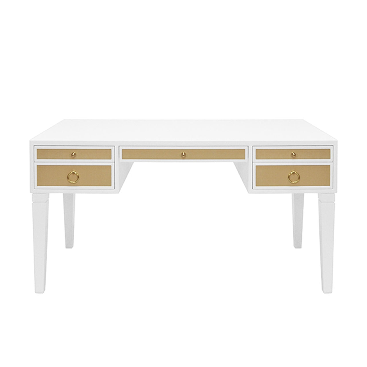Worlds Away Heidi Desk in White and Grasscloth