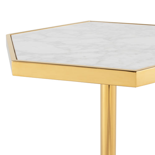Nuevo Ciarra White Marble Side Table