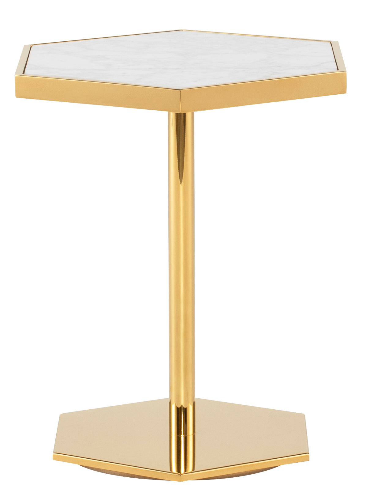 Nuevo Ciarra White Marble Side Table