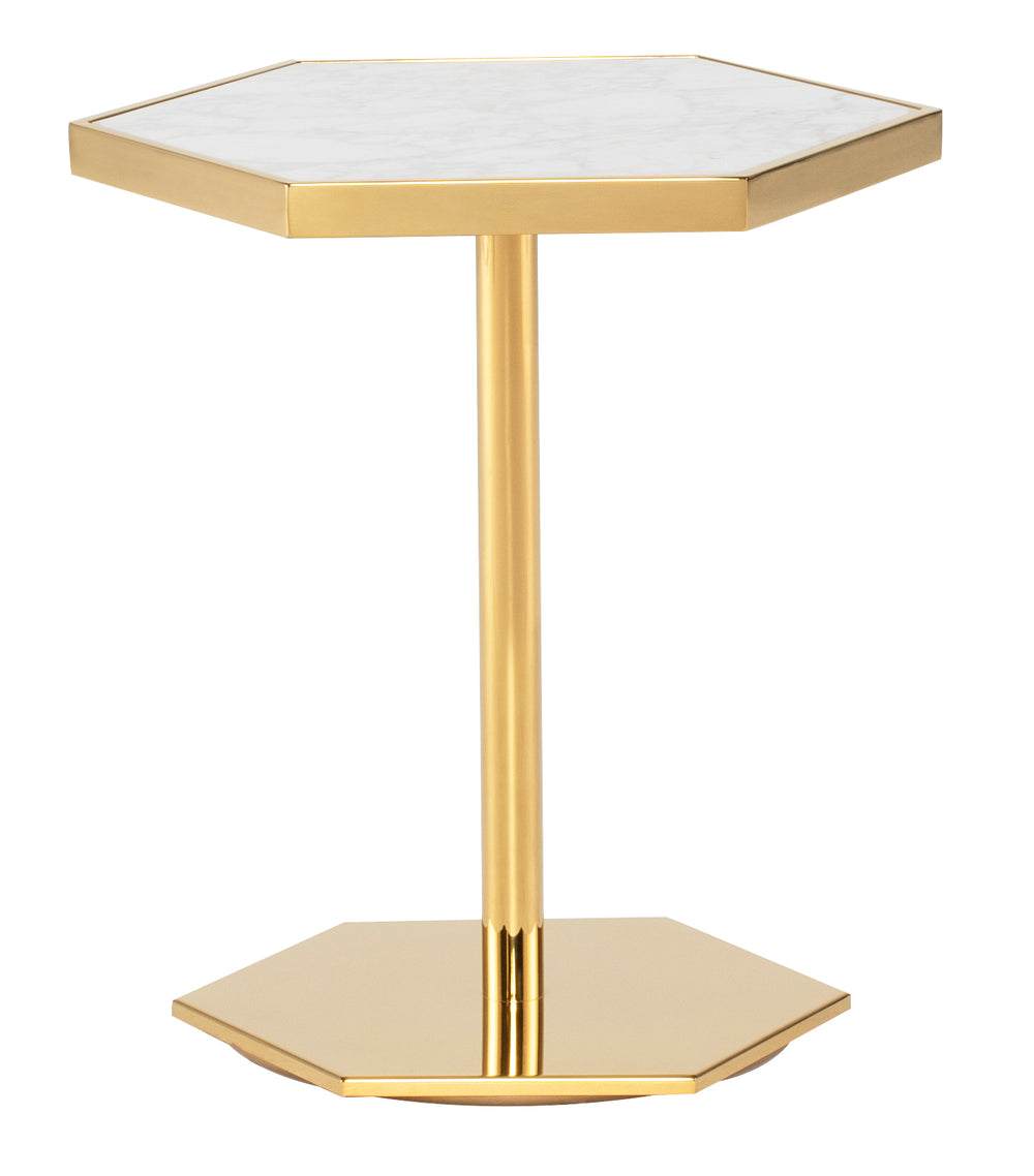 Nuevo Ciarra White Marble Side Table