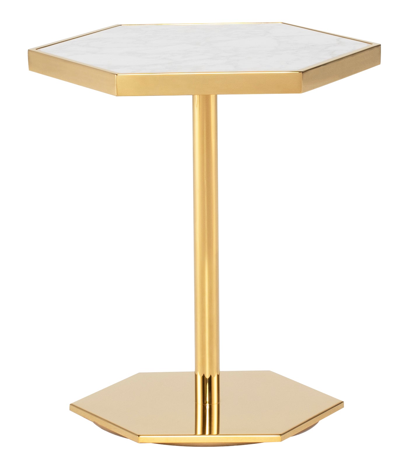 Nuevo Ciarra White Marble Side Table