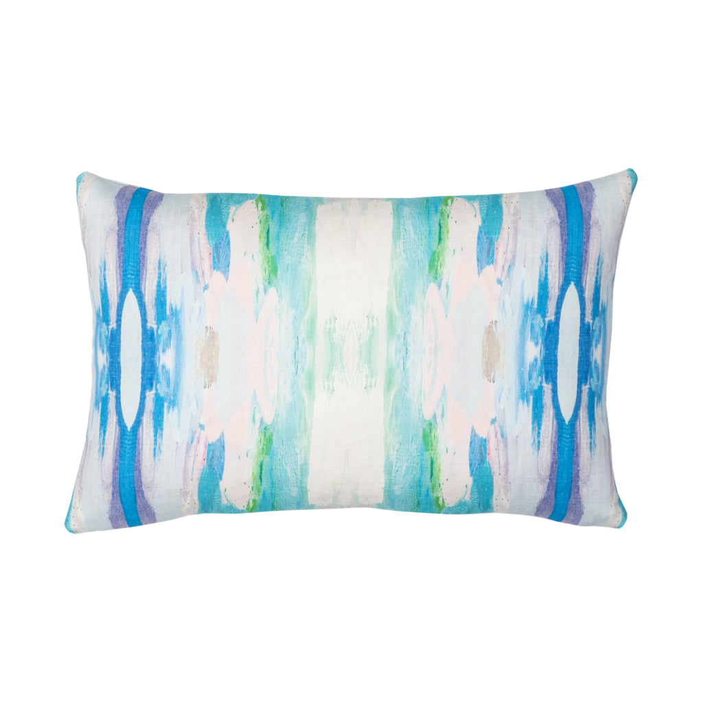 Laura Park Flower Child Teal Linen Cotton Pillow