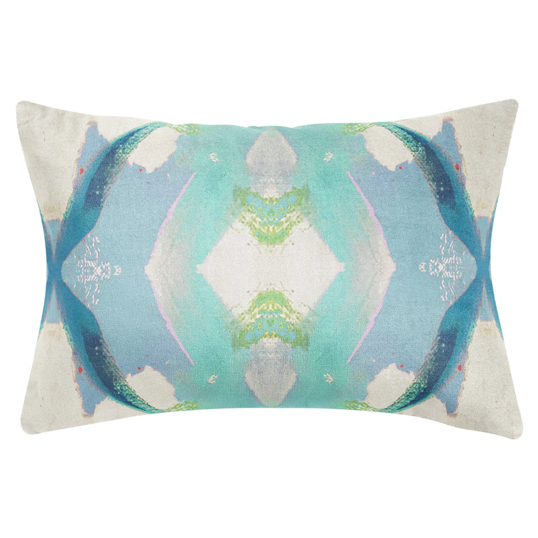 Laura Park Jasmine Blue Linen Cotton Pillow