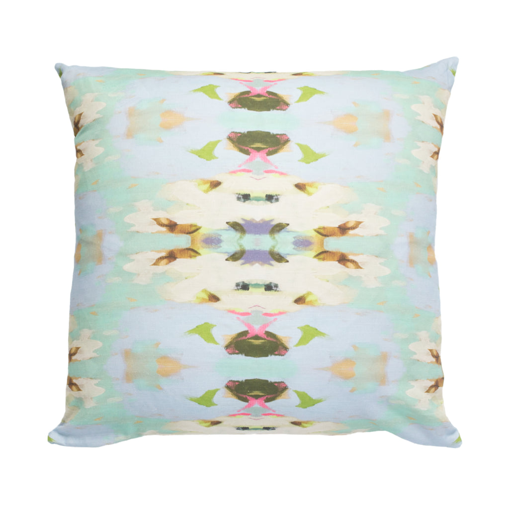 Laura Park Summer Garden Light Blue Linen Cotton Pillow