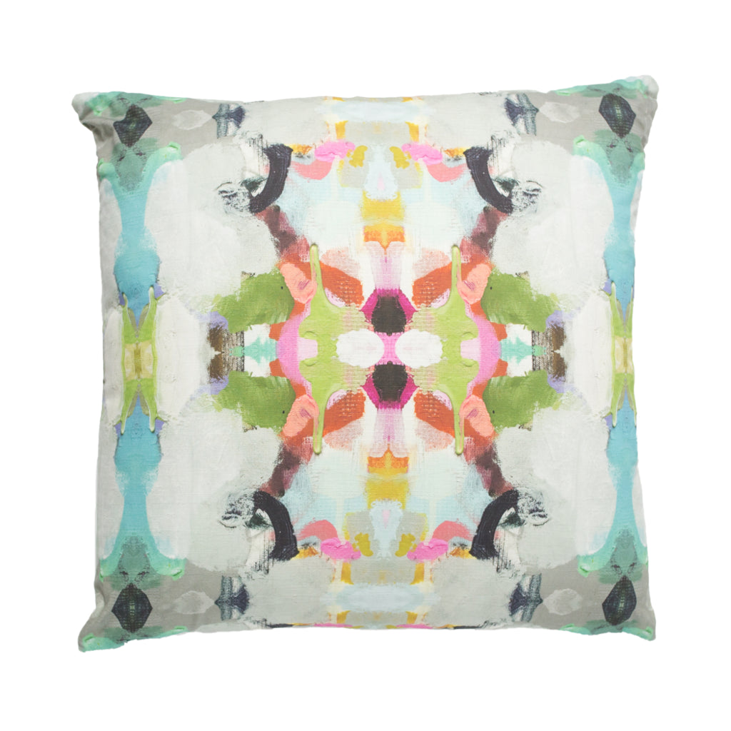 Laura Park Summer Garden Red Linen Cotton Pillow