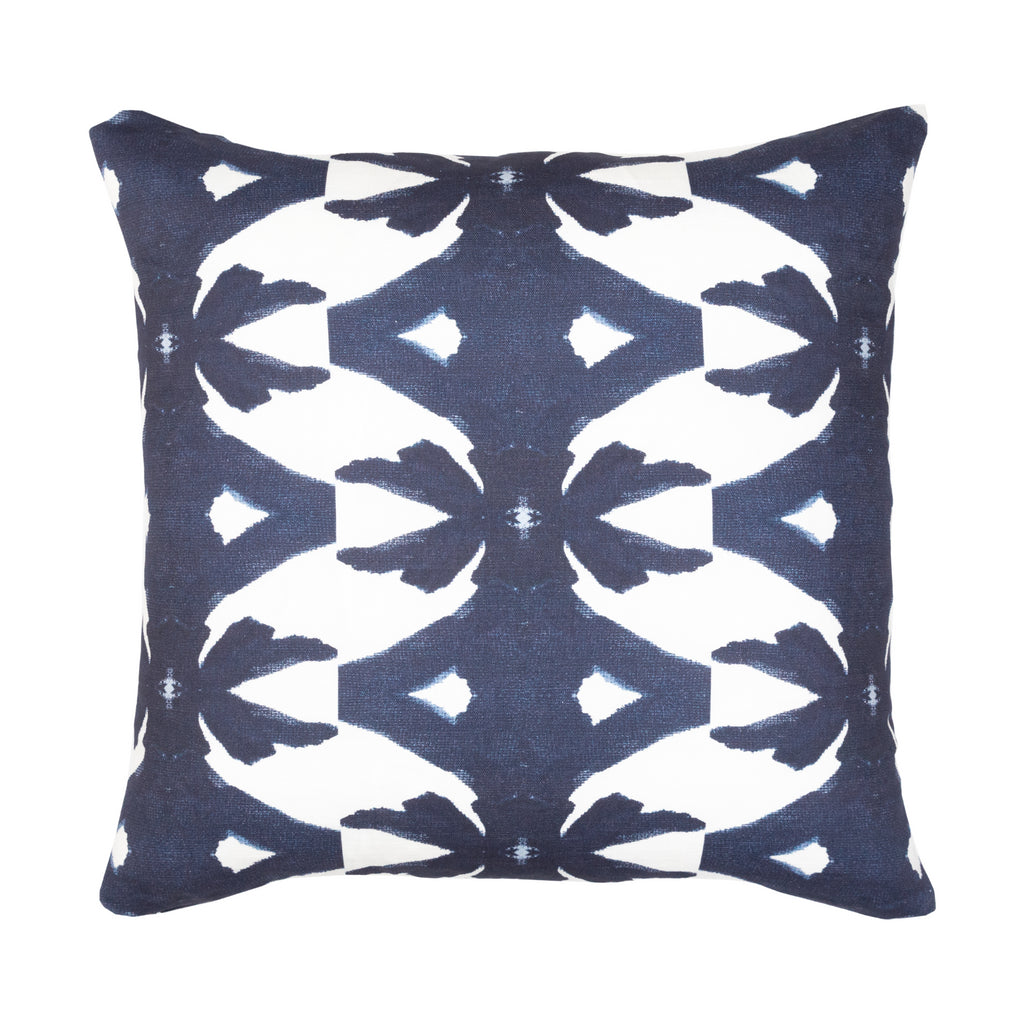 Palm Navy Linen Cotton Pillow by Laura Park