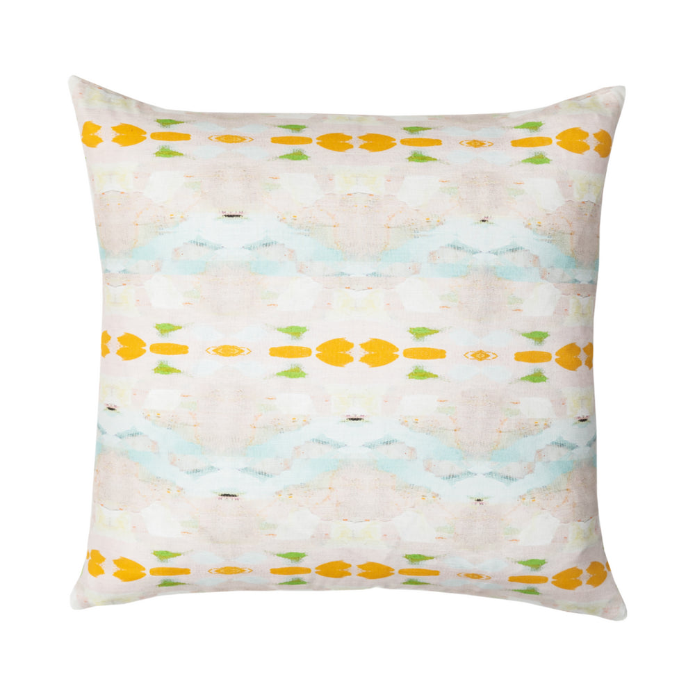 Flower Child Orange Linen Cotton Pillow by Laura Park