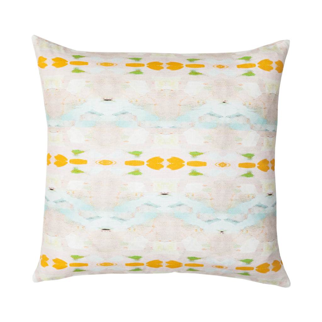 Flower Child Orange Linen Cotton Pillow by Laura Park