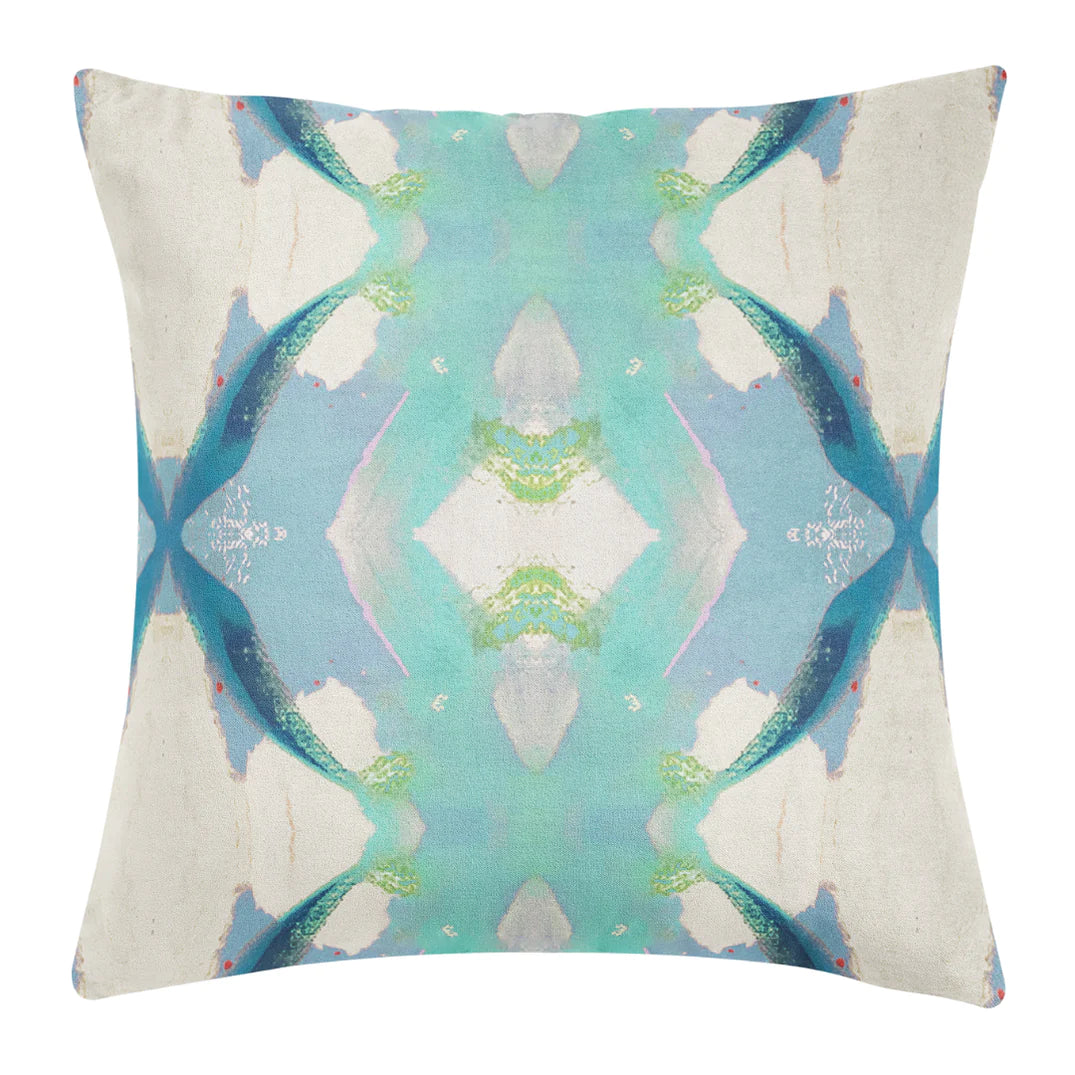 Laura Park Jasmine Blue Linen Cotton Pillow