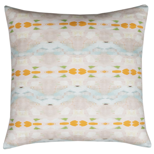 Flower Child Orange Linen Cotton Pillow by Laura Park
